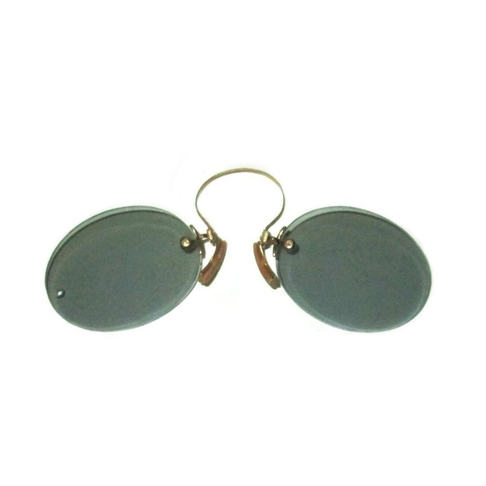 Antique Light Smoky Pince Nez Sunglasses Vtg Grey Civil War Glasses Spectacles